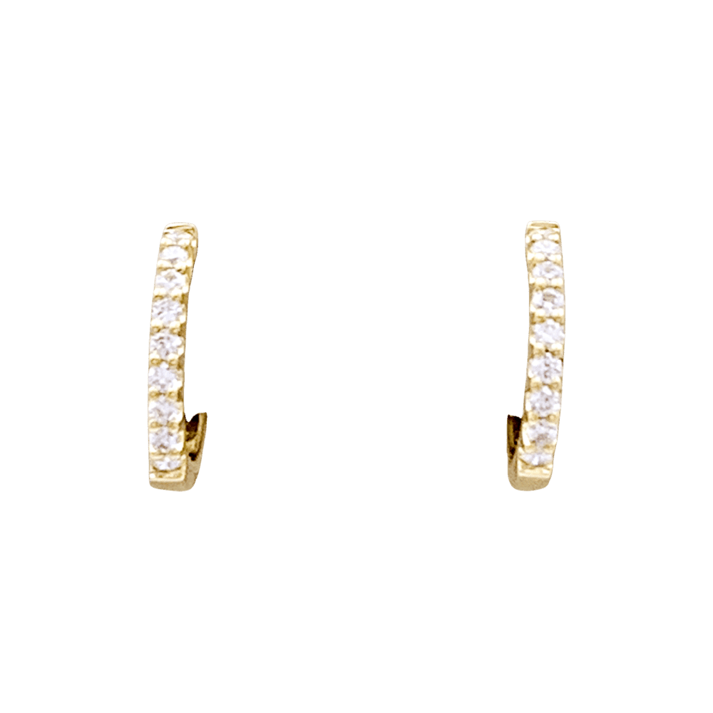 Paire de petites créoles en or jaune, diamants. 1