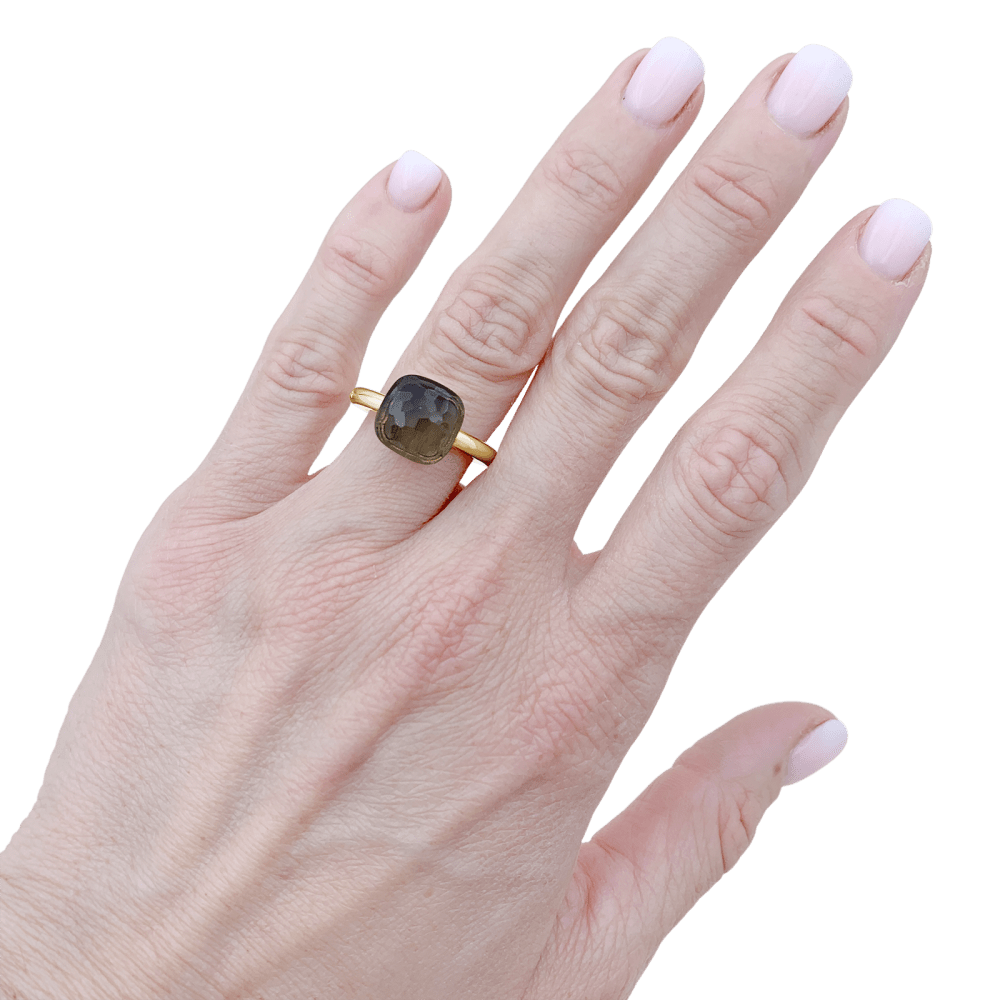 Bague Pomellato, "Nudo Classique", deux ors et quartz fumé.  5