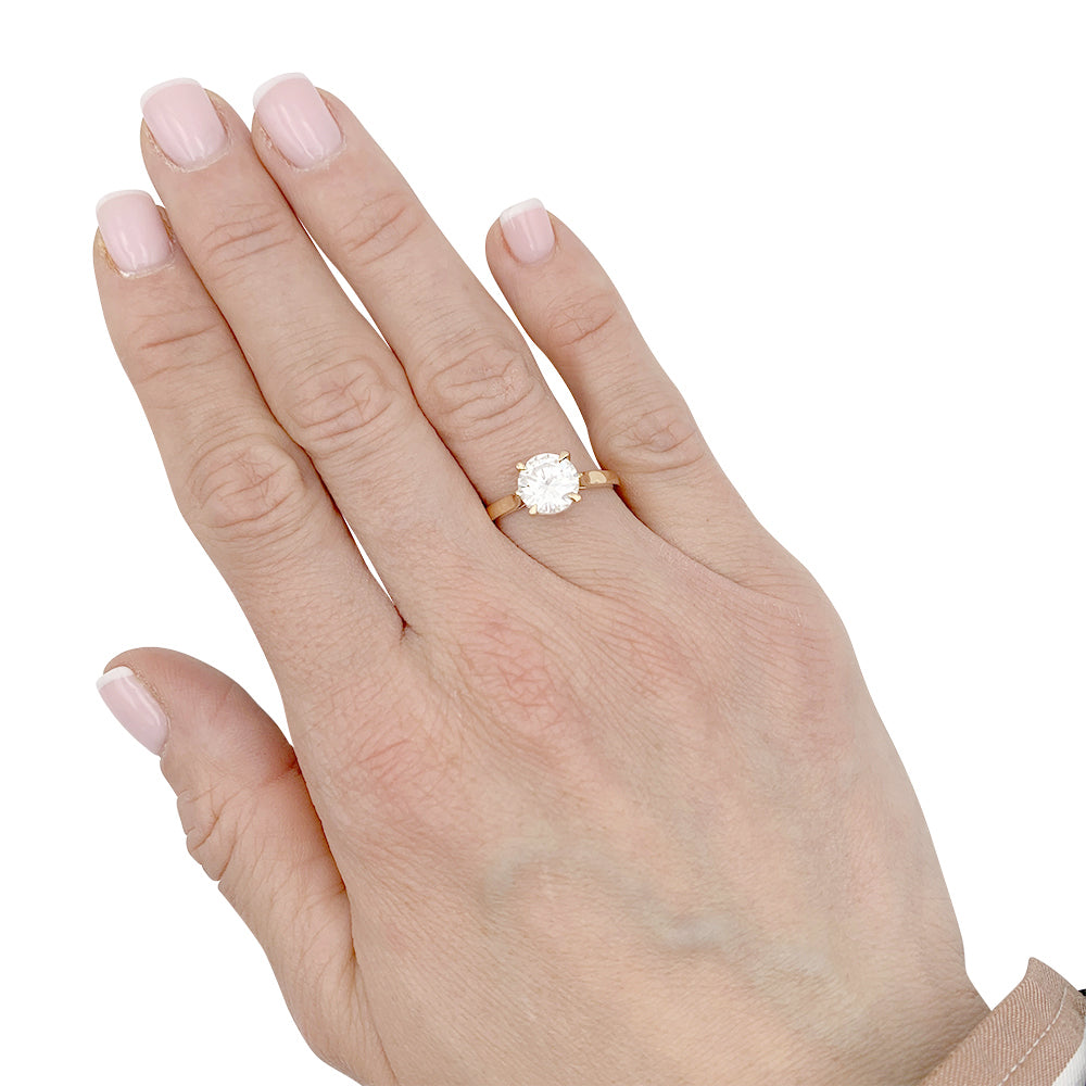 Bague solitaire en or rose, diamant 1,56 carats. 7
