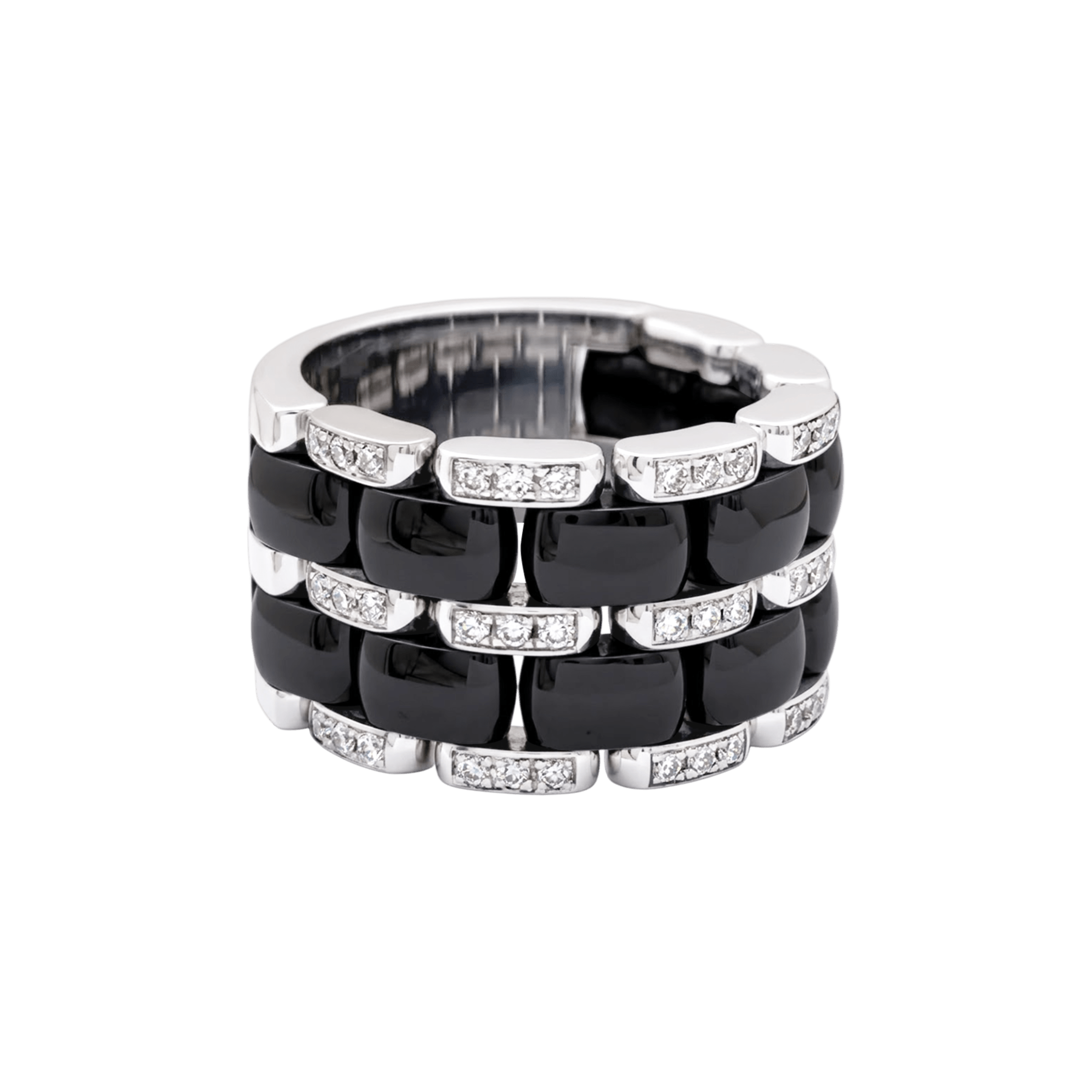 Bague Chanel, "Ultra" en or blanc, céramique noire et diamants.  2