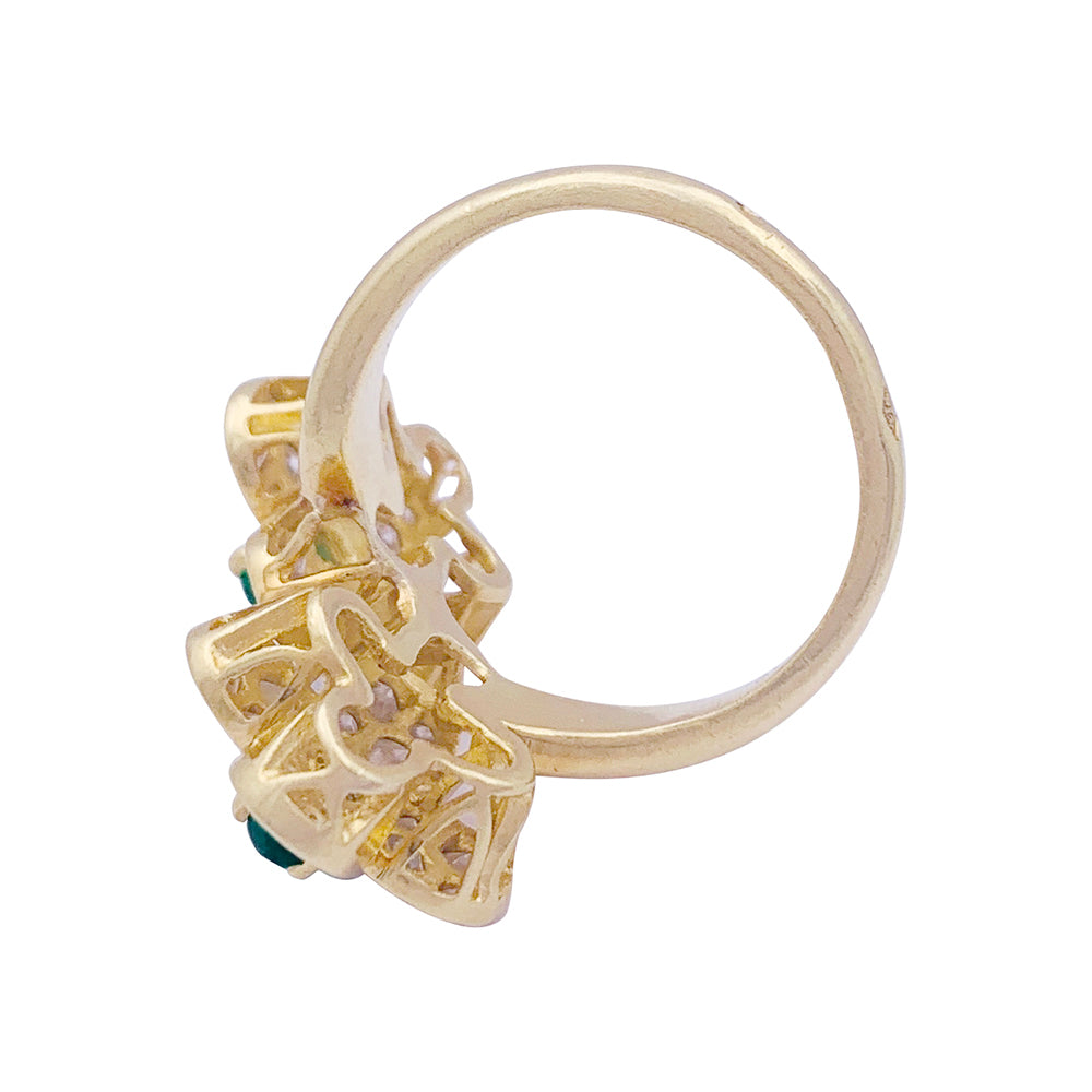 Bague Van Cleef & Arpels, "Fleurette", en or jaune, diamants et émeraudes. 5