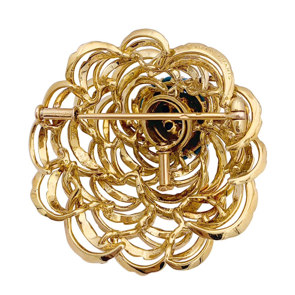 Clip vintage Cartier, or jaune et turquoises. 3