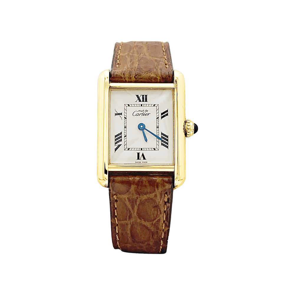 Montre Cartier, "Tank Must", vermeil, cuir.  1