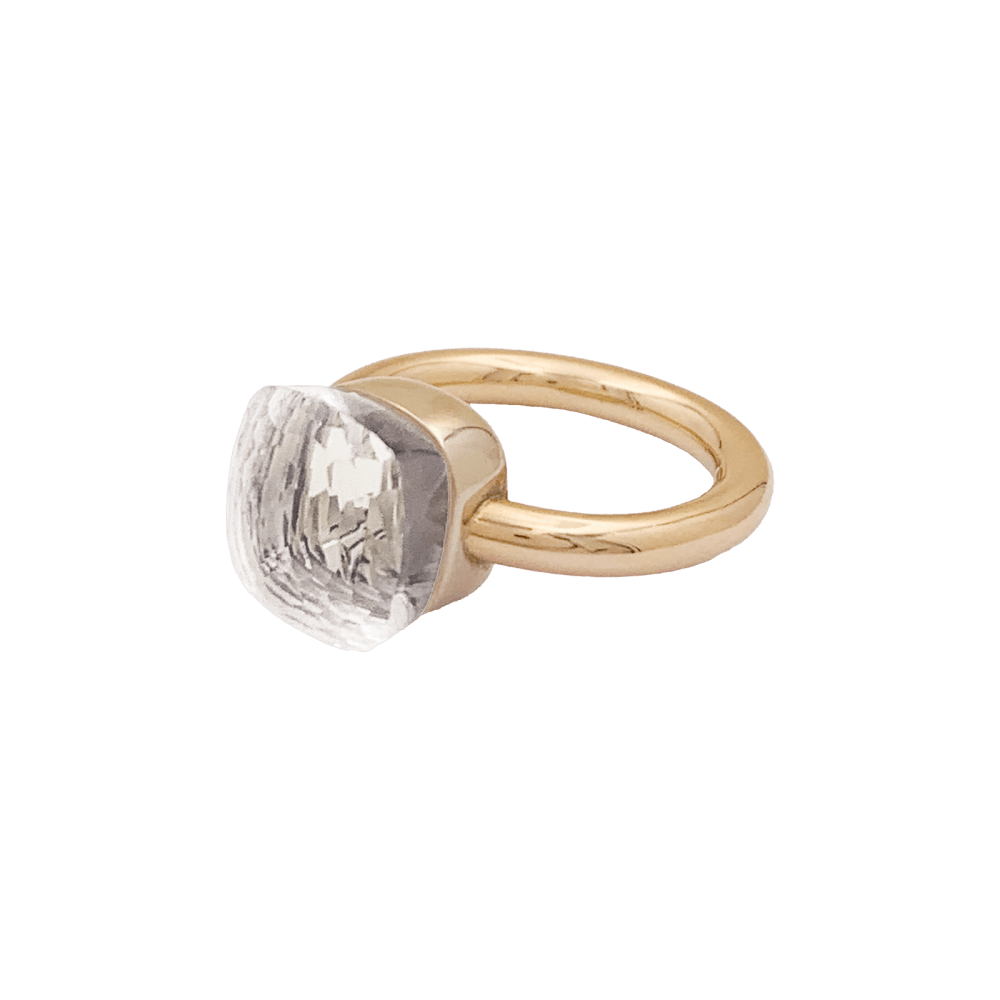 Bague Pomellato, collection "Nudo Classic", or rose et topaze blanche. 2