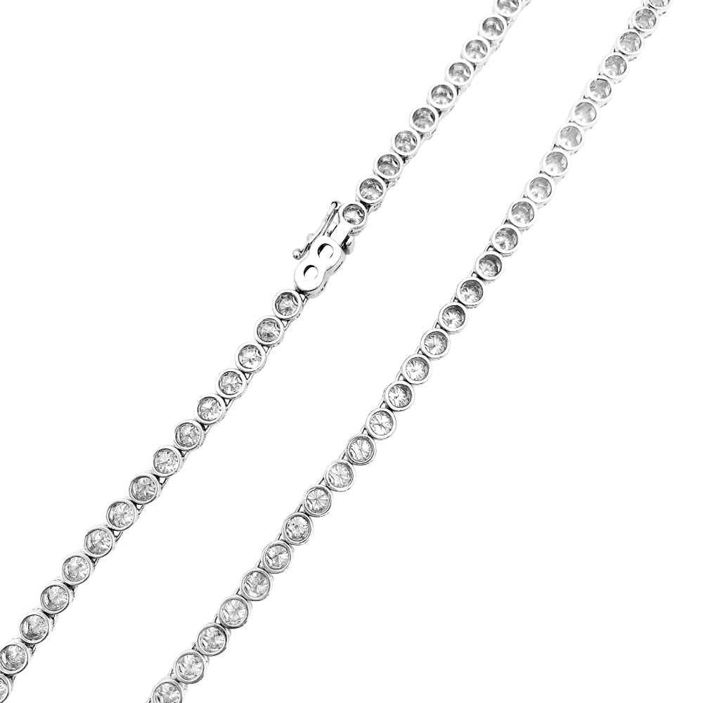 Collier rivière or blanc et diamants. 5