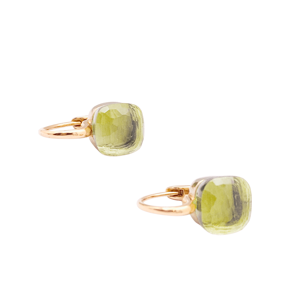 Boucles d'oreilles Pomellato, "Nudo", or rose et blanc et quartz lemon. 2