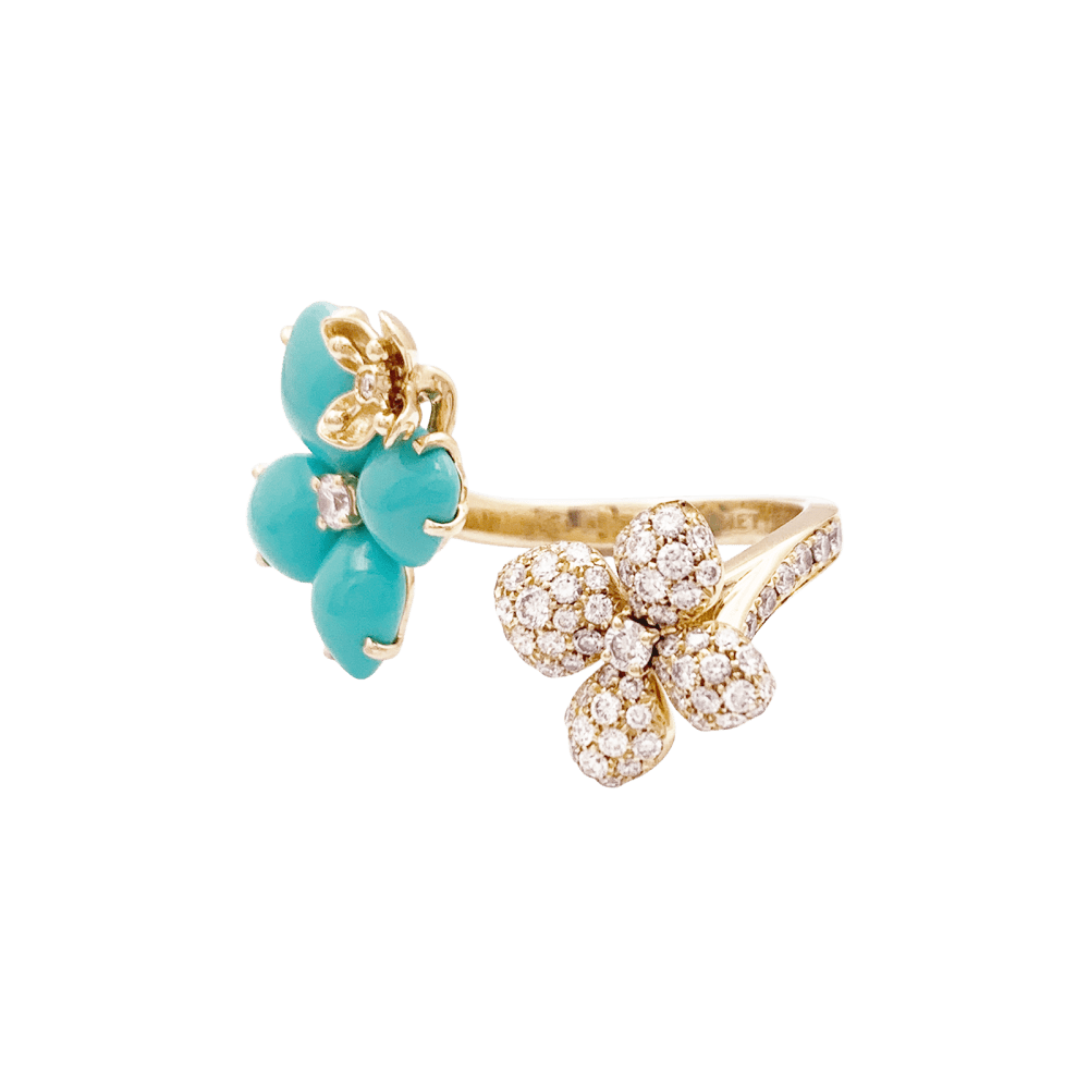 Bague Chaumet, « Hortensia Eden », or rose, diamants et turquoises. 2