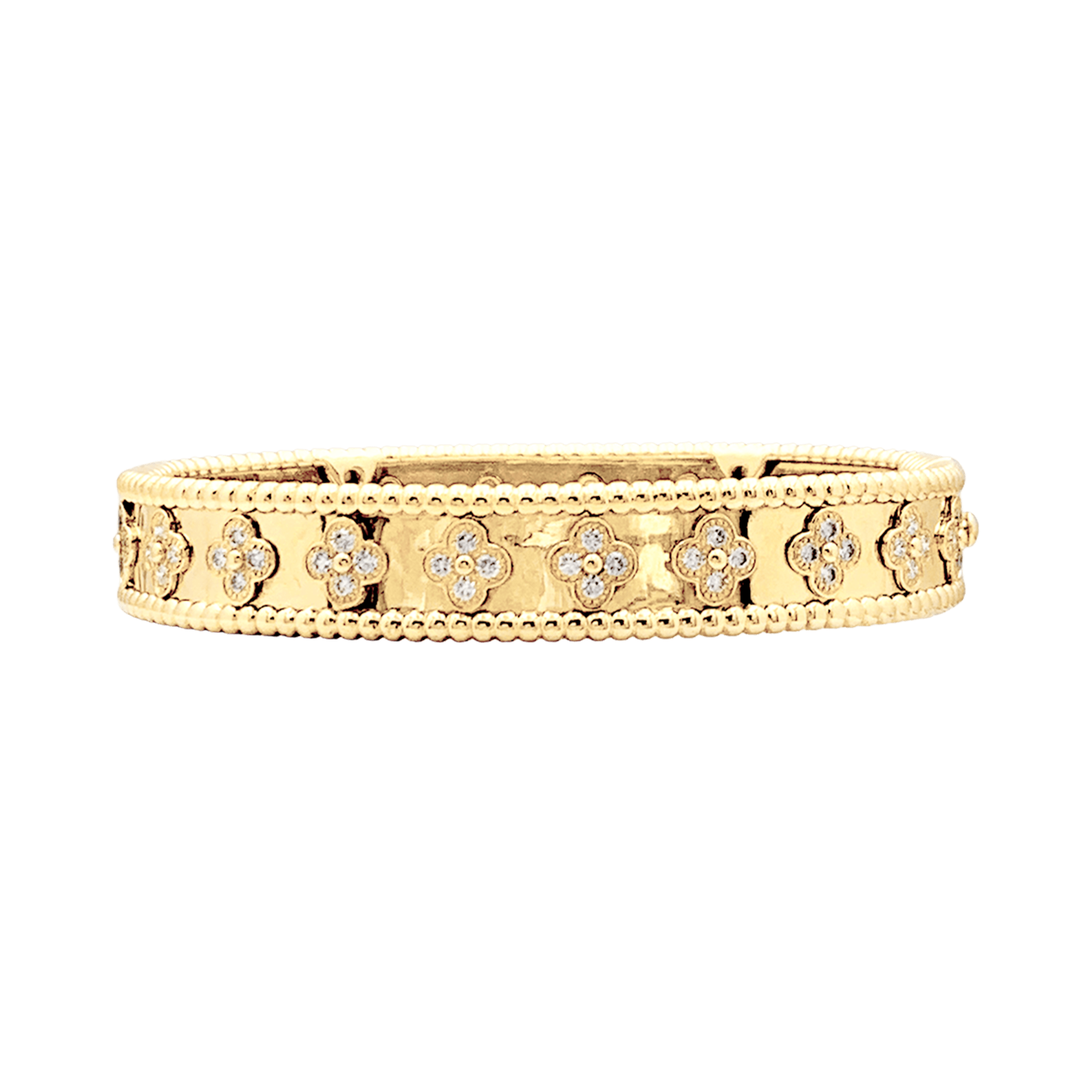 Bracelet Van Cleef & Arpels, "Perlée Trèfles", or jaune et diamants. 1