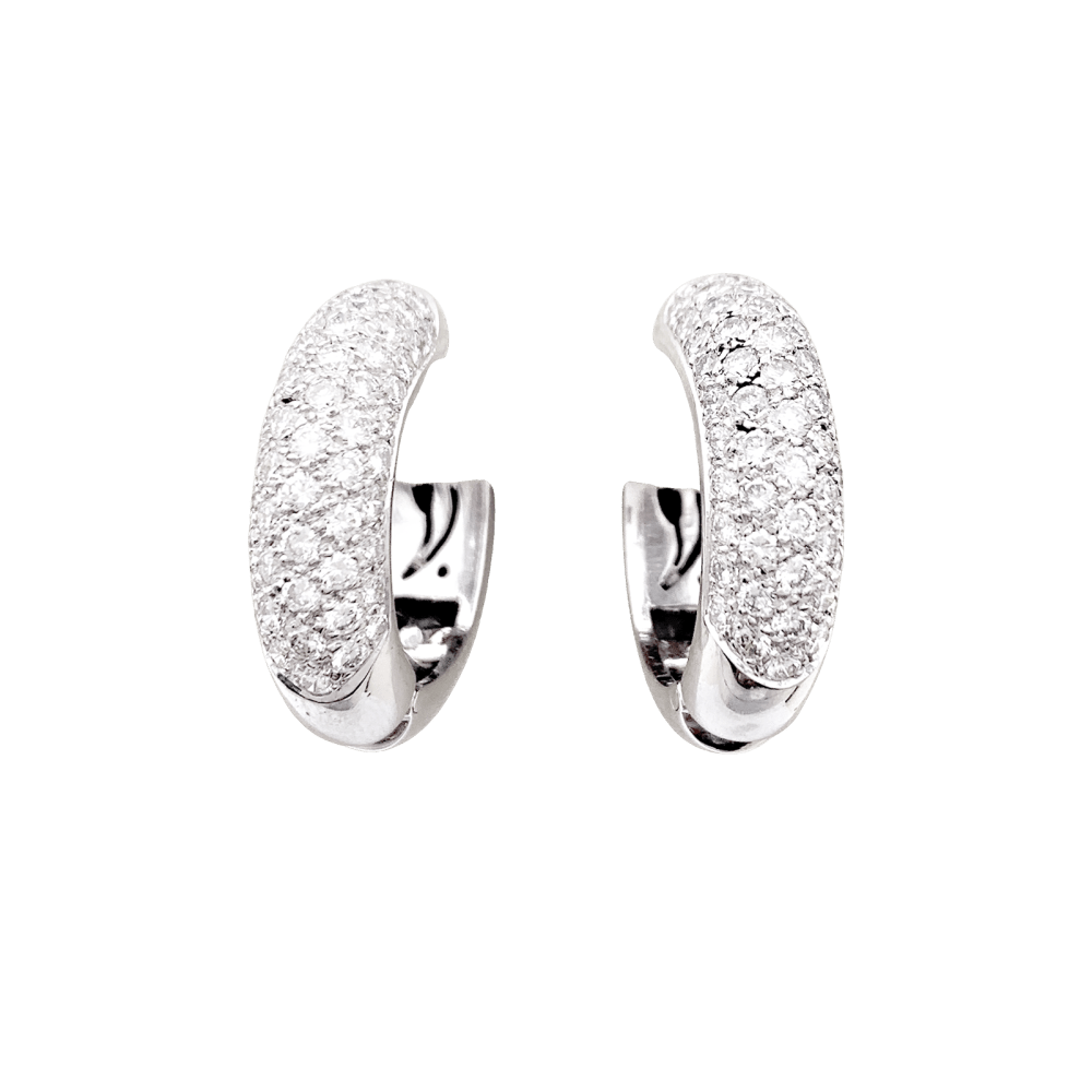 Boucles d'oreilles or blanc, diamants. 1