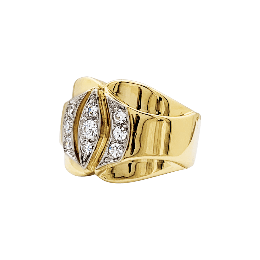 Bague vintage, deux tons d'or et diamants.  4