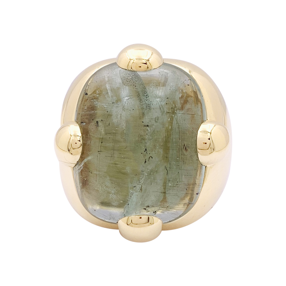 Bague Pomellato "Griffe" or jaune, aigue marine. 3