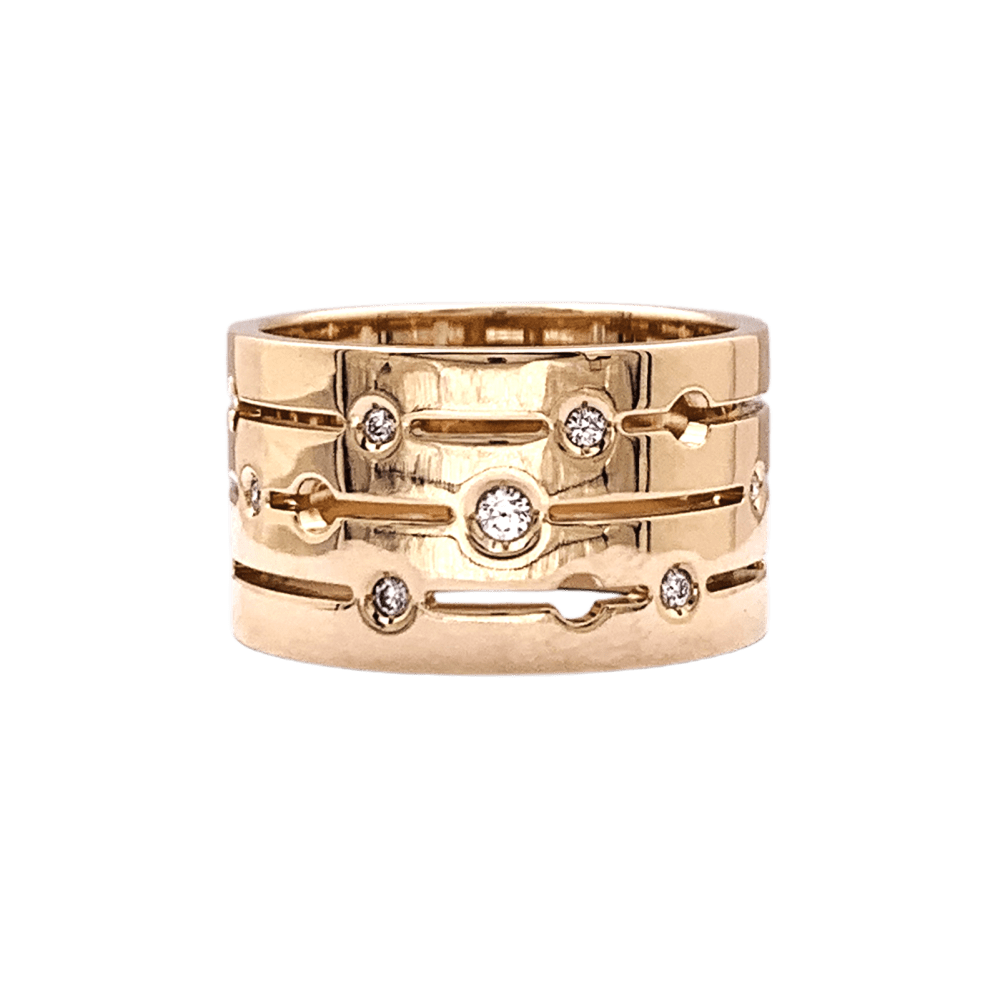 Bague Dinh Van, "Pulse", or rose et diamants.  1