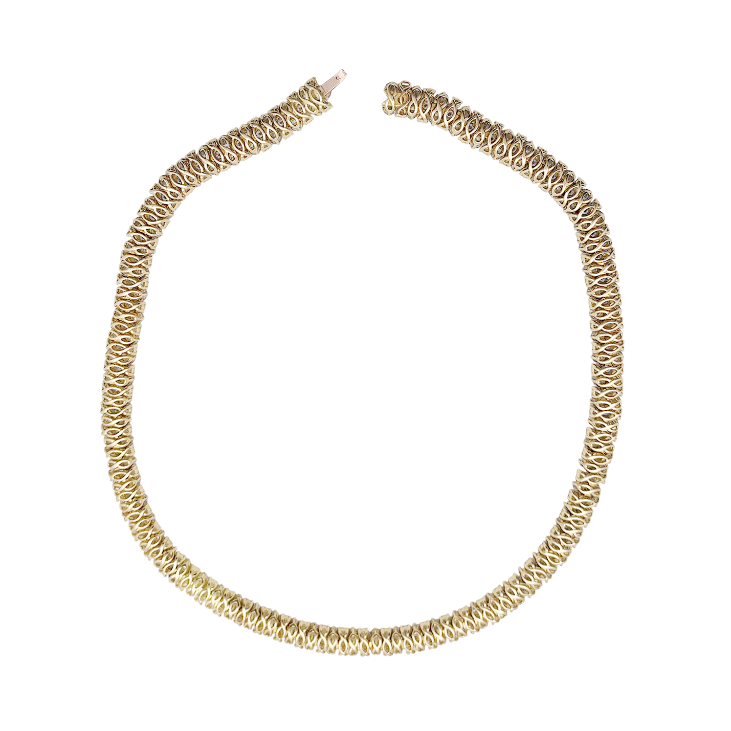 Collier "Rivière" or jaune, diamants. 4