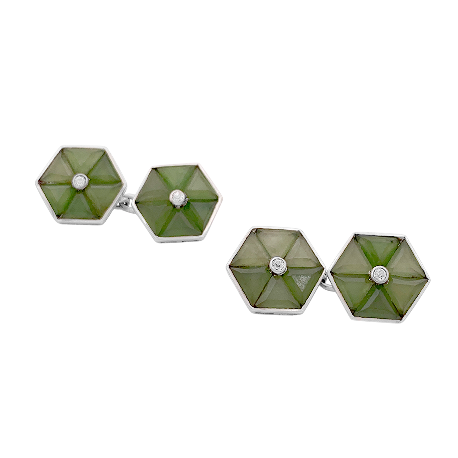 Boutons de manchette jade néphrite et platine. 1