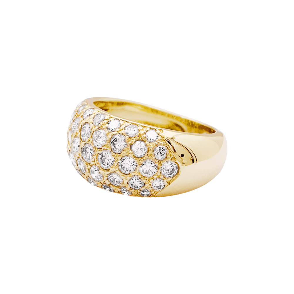 Bague jonc bombé en or jaune et diamants.  3