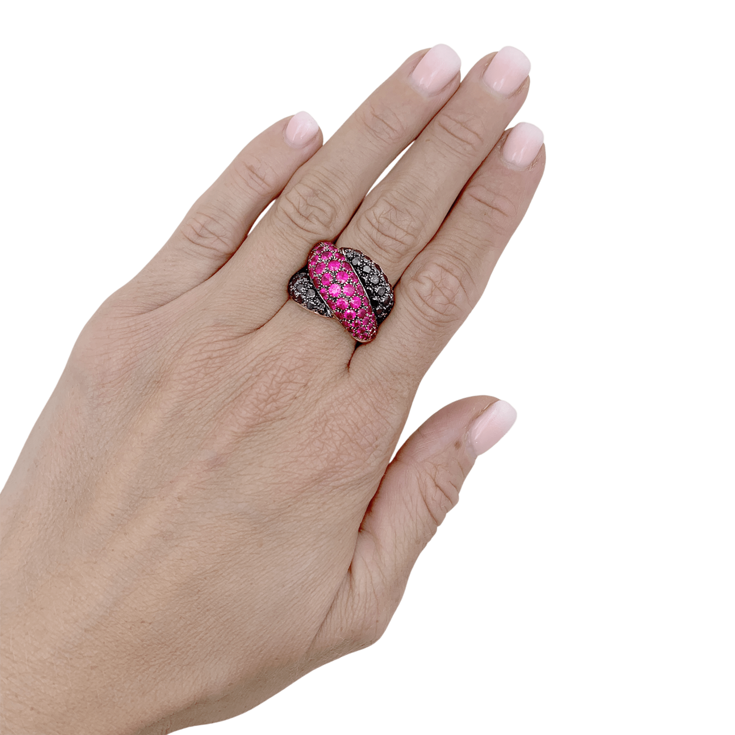 Bague Damiani «Gomitolo», diamants noirs et rubis. 6