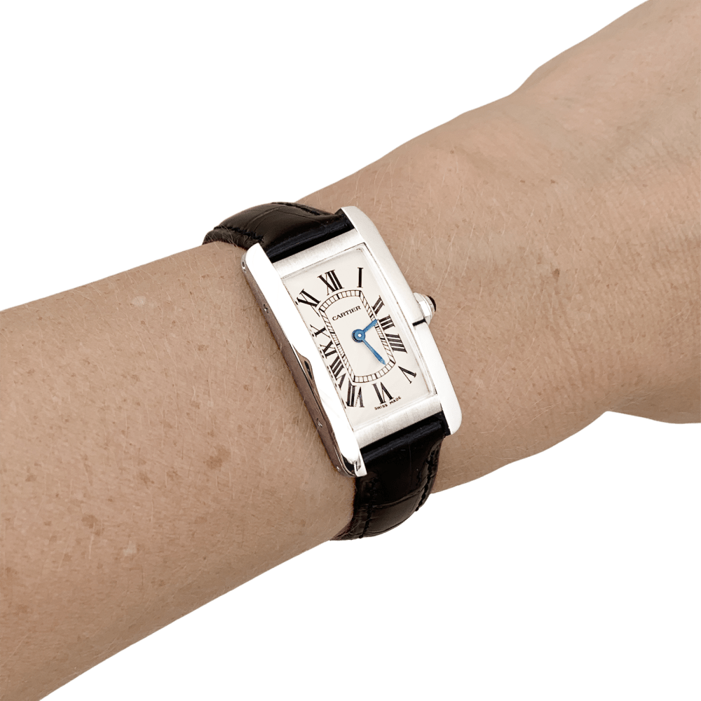 Montre Cartier, "Tank Américaine", acier, cuir.  6