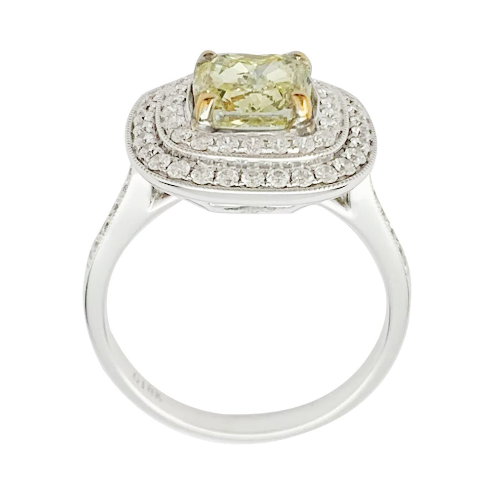 Bague or blanc, diamants et d'un diamant jaune de 2 carats 4