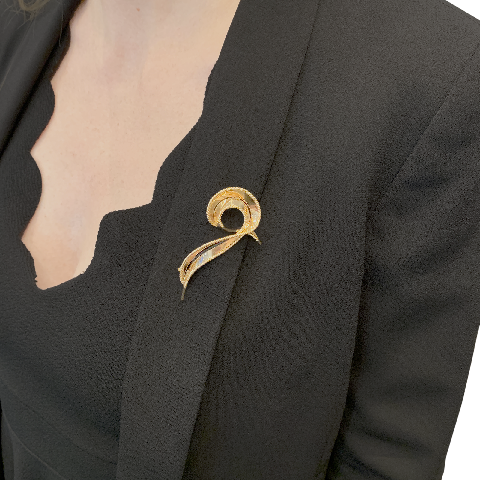 Broche vintage "Volute" or rose. 7