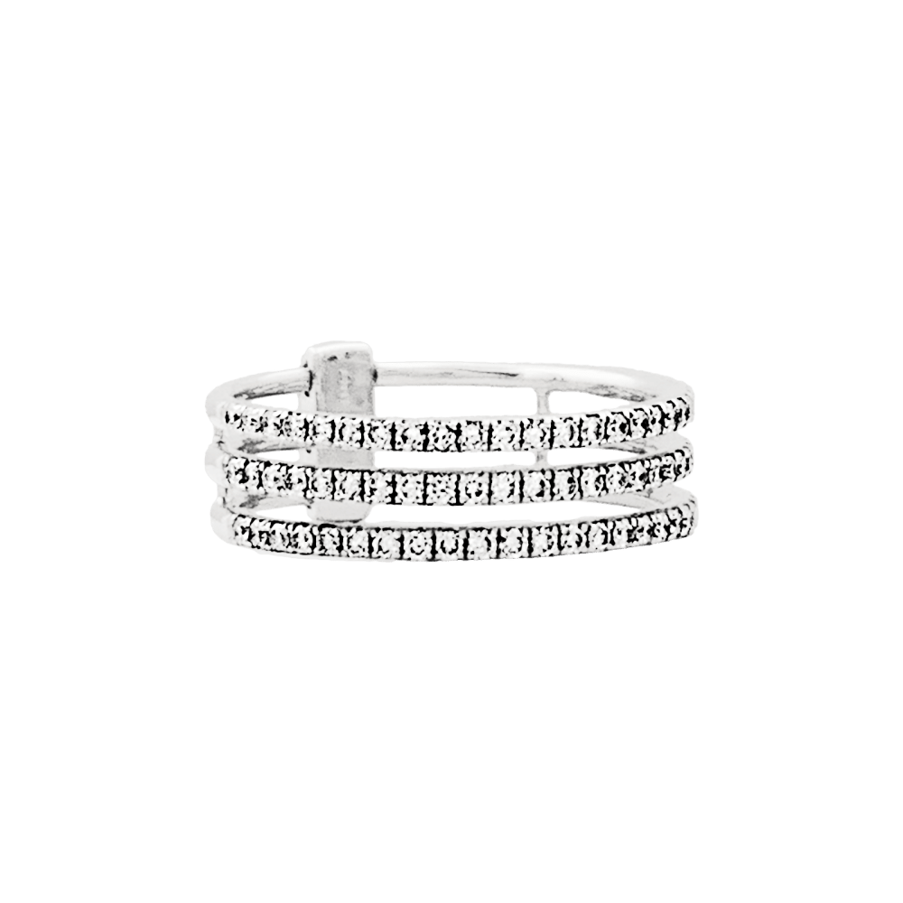 Bague Messika, "Gatsby", 3 rangs or blanc et diamants. 2