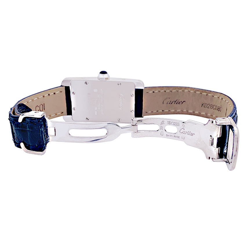 Montre Cartier "Tank américaine", or blanc, bracelet cuir. 4