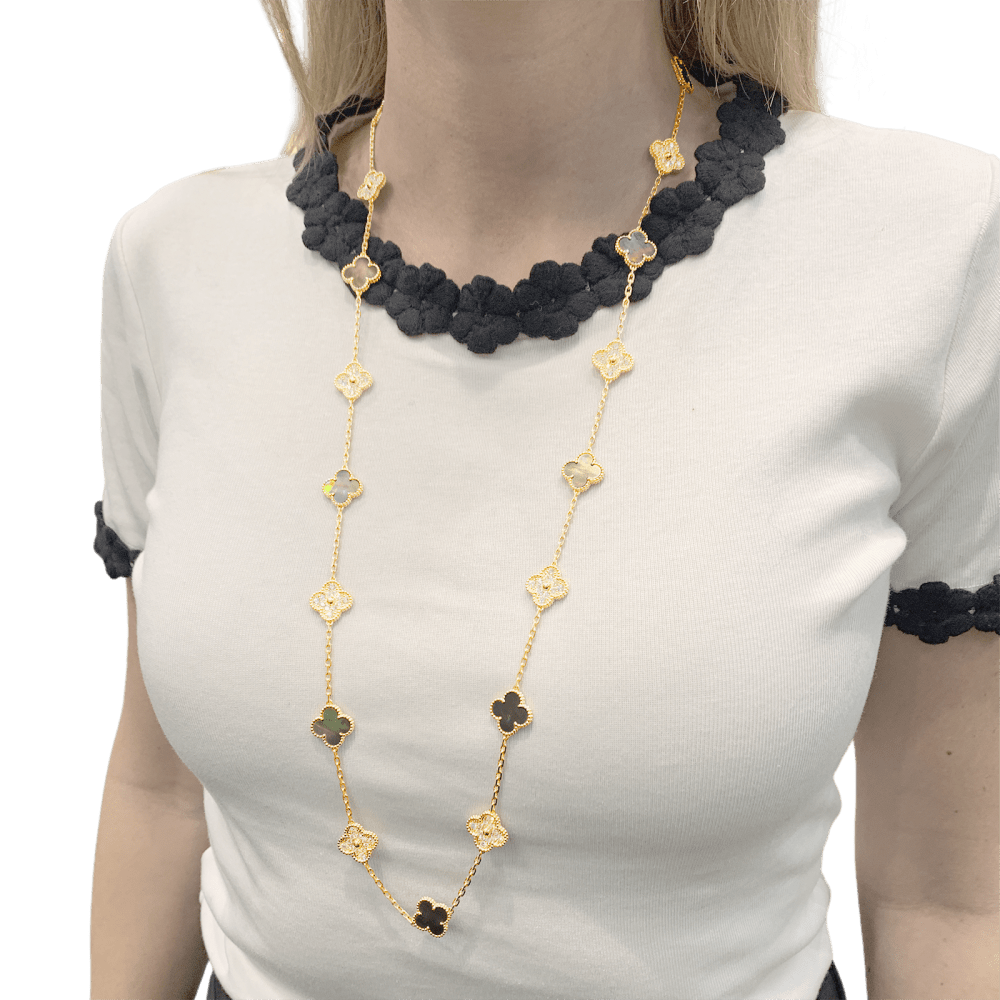 Sautoir Van Cleef & Arpels, "Vintage Alhambra", or rose, nacre et diamants. 7