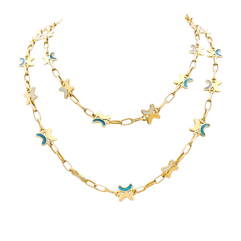 Collier CHAUMET en or jaune et émail « plique-à-jour ». 1