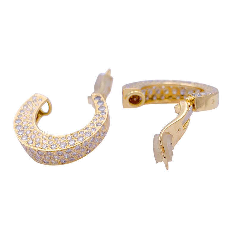 Clips d'oreilles O.J Perrin "Arena", or jaune, diamants. 3