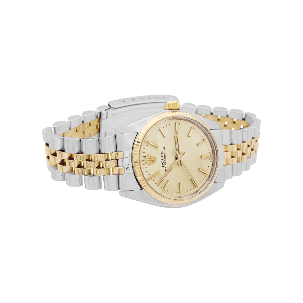 Montre Rolex, "Oyster Perpetual", or jaune et acier.  2