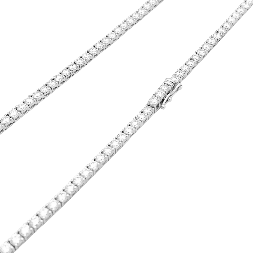Collier rivière en or blanc, diamants. 2