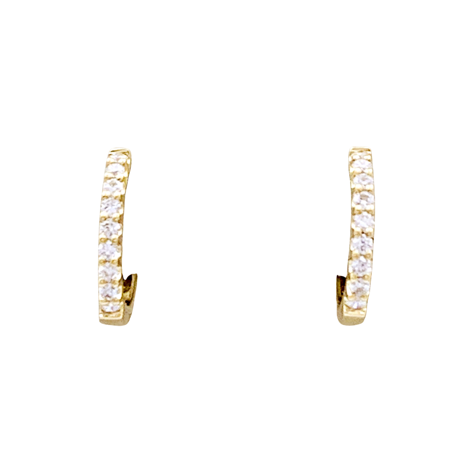Paire de petites créoles en or jaune, diamants. 1