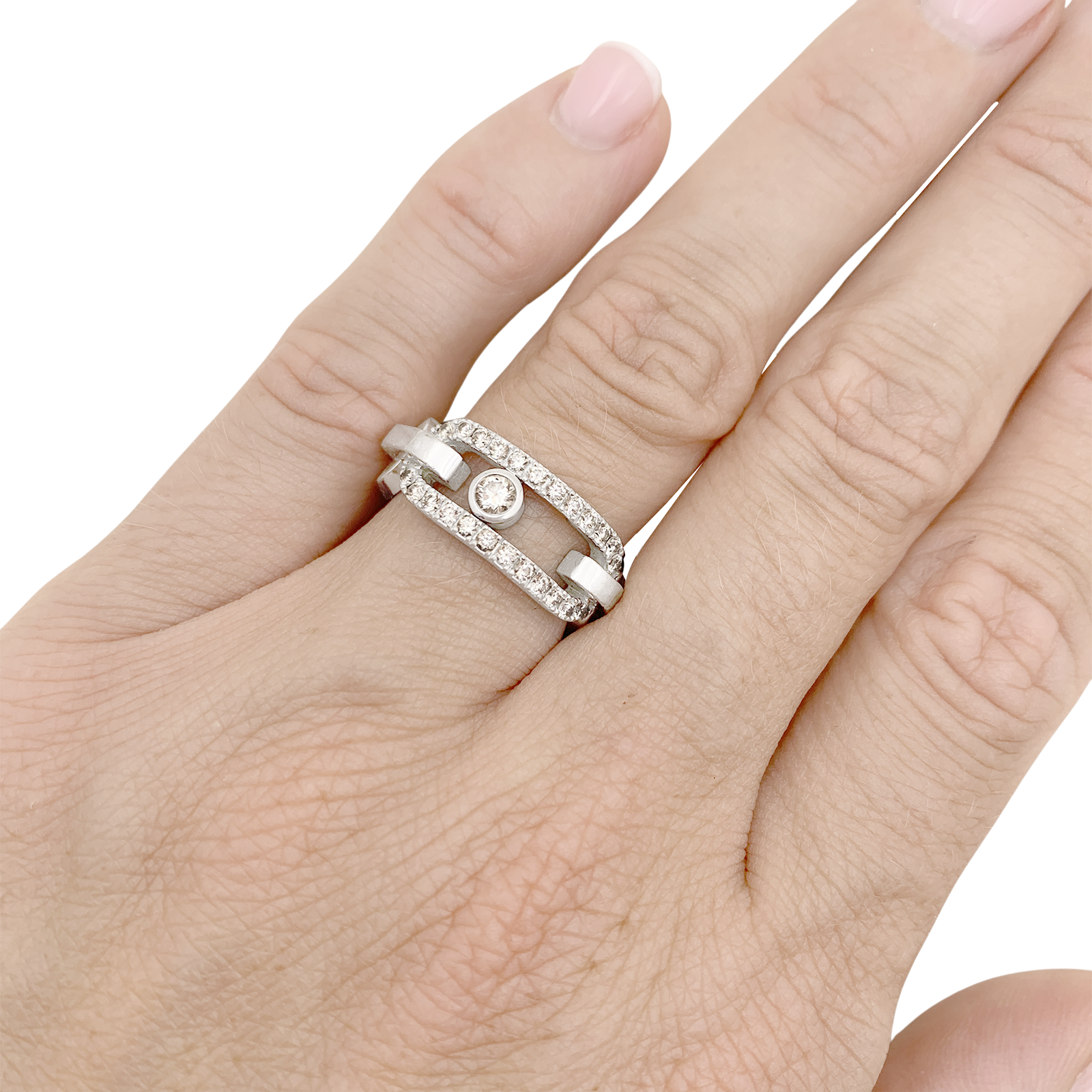 Bague Messika, "Move Link", or blanc, diamants. 6