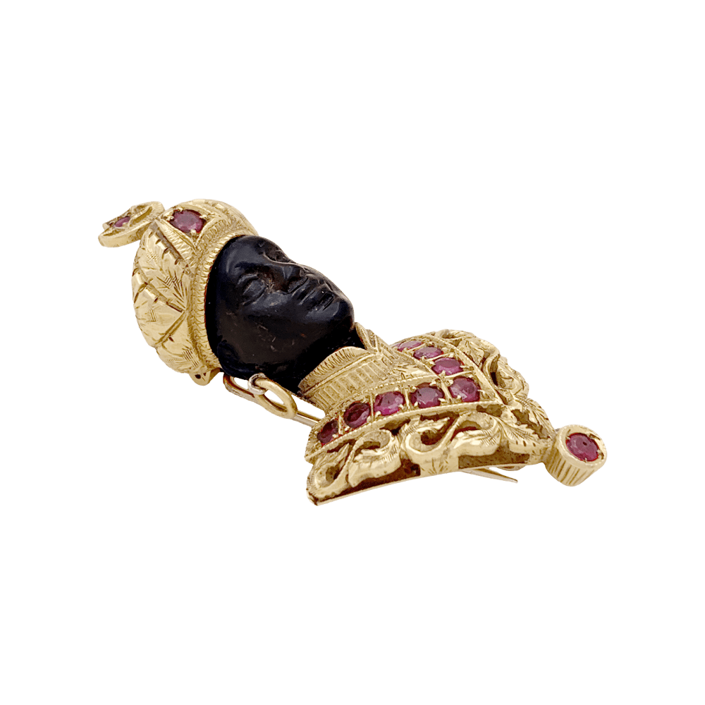 Broche G.NARDI, "Moretto", or jaune, rubis, ébène. 2