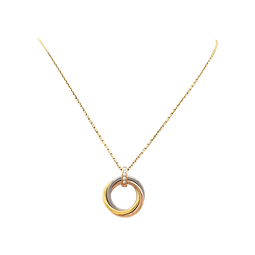 Collier Cartier, "Trinity", trois ors, diamants. 1