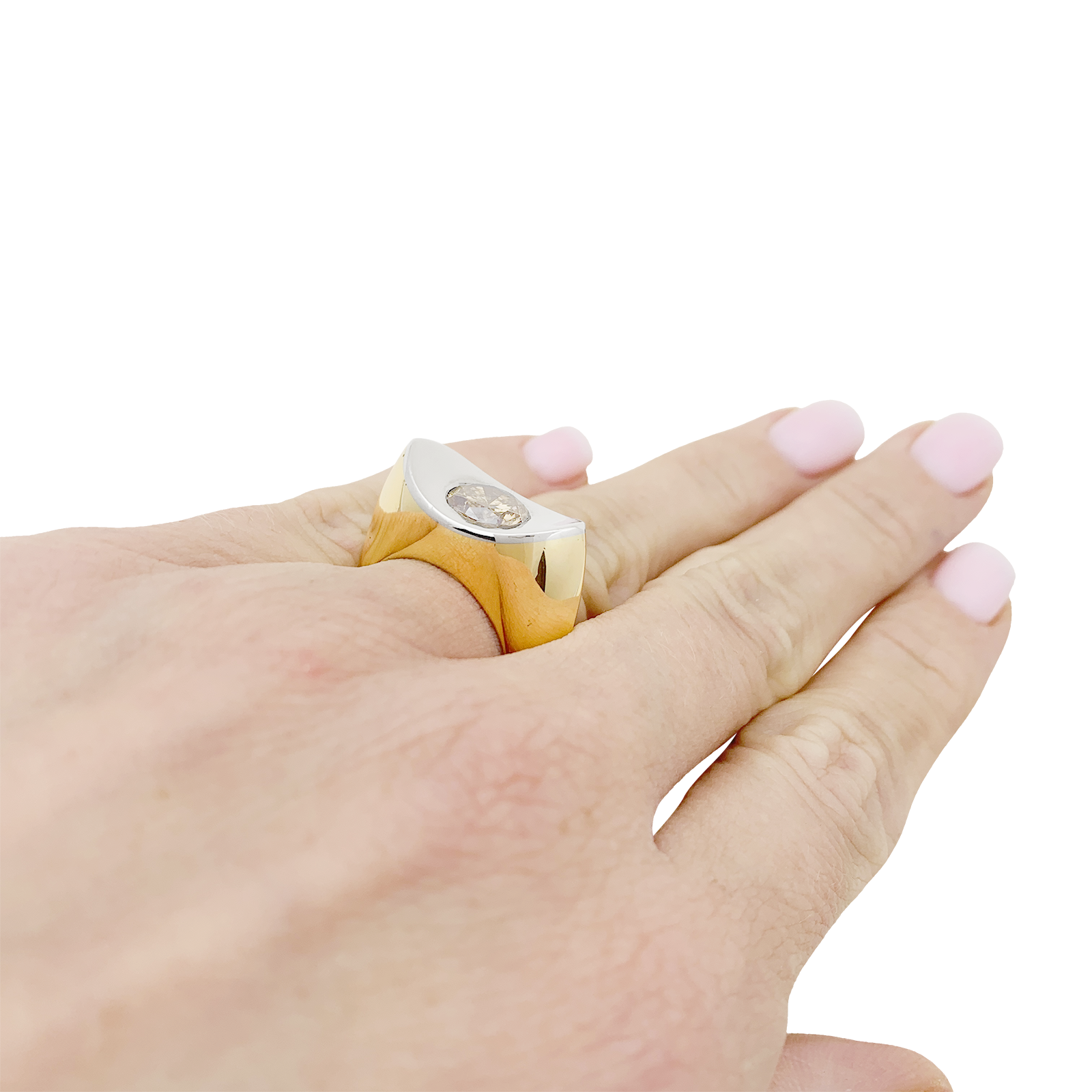 Bague moderniste or, diamant brun. 6