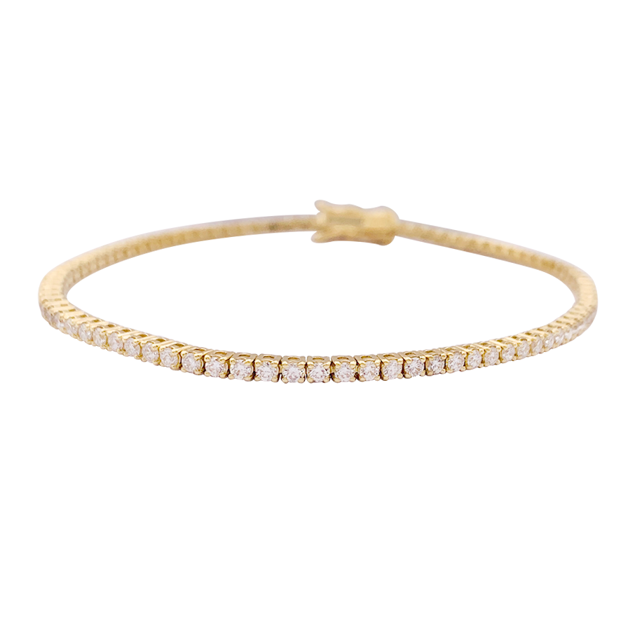 Bracelet ligne tennis or jaune, diamants. 3