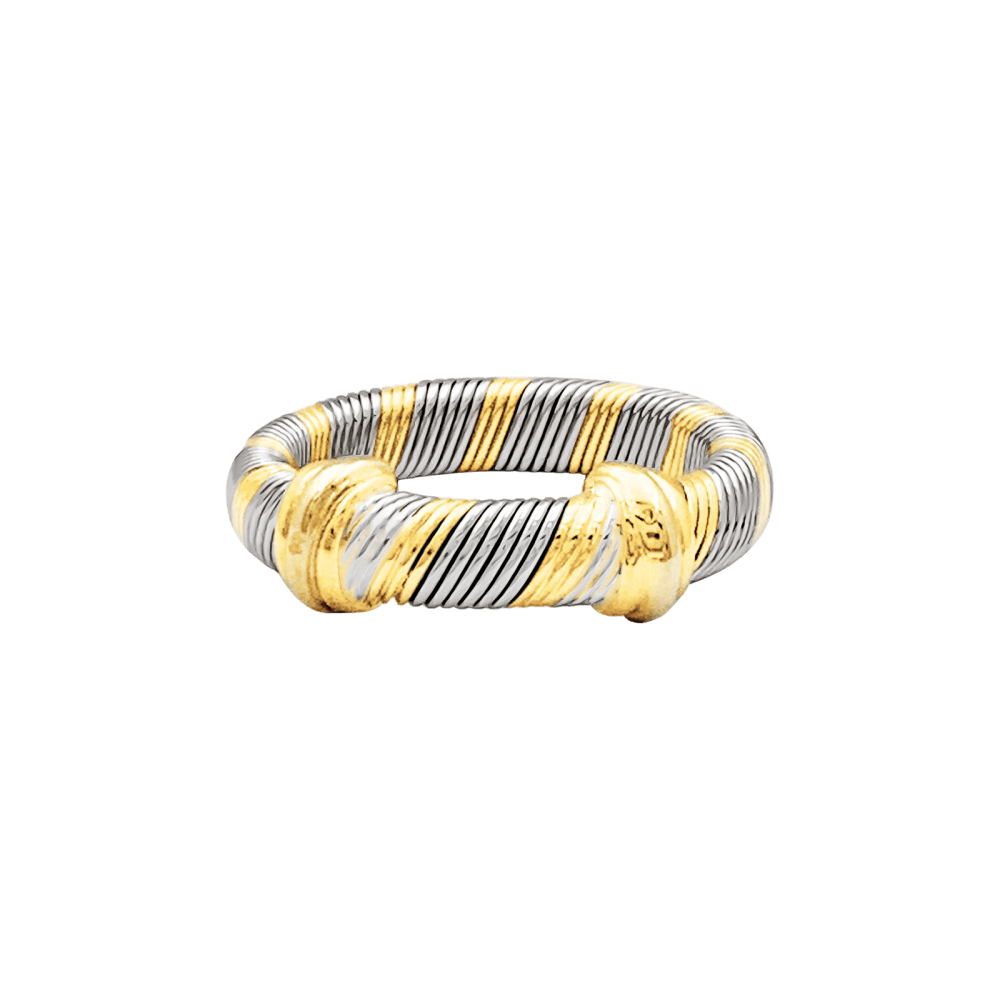 Bague Cartier, "Trinity", trois tons d'or et acier. 2