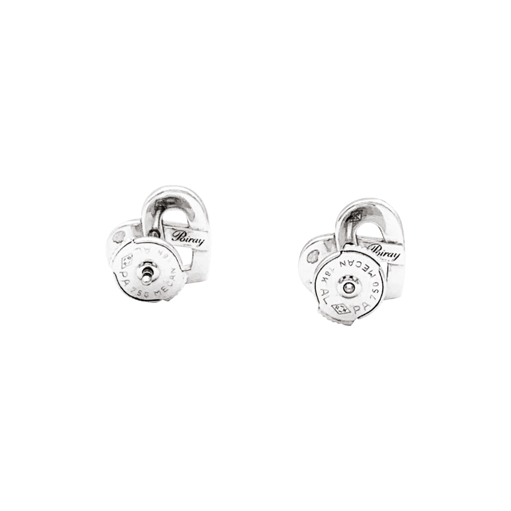 Boucles d'oreilles Poiray, "Coeur Entrelacé", or blanc.  4
