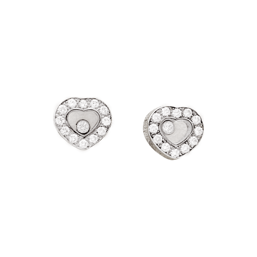 Boucles d'oreilles Chopard, "Happy Diamonds", or blanc et diamants.  1
