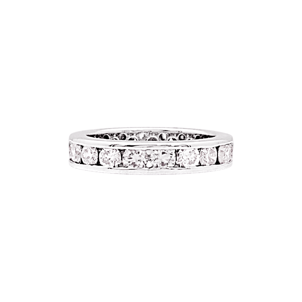 Bague alliance tour complet diamants, or blanc. 1