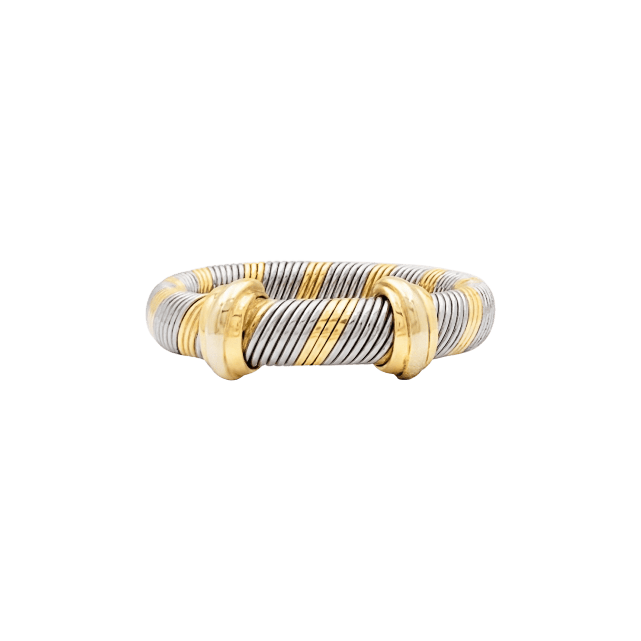 Bague Cartier, "Trinity", trois tons d'or et acier. 1