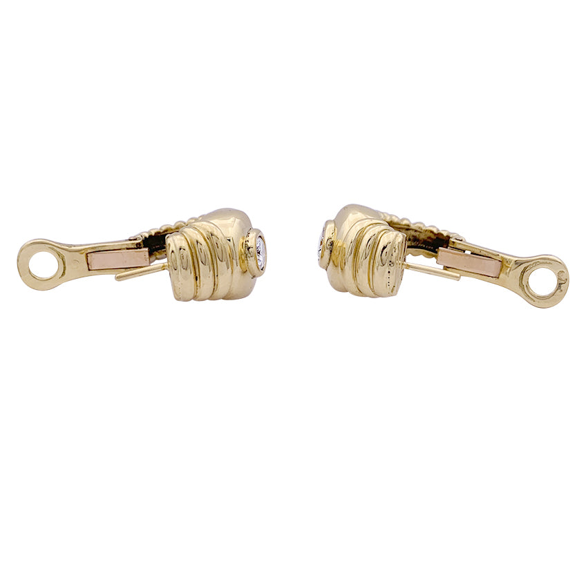 Boucles d'oreilles Fred, or jaune, diamants. 6
