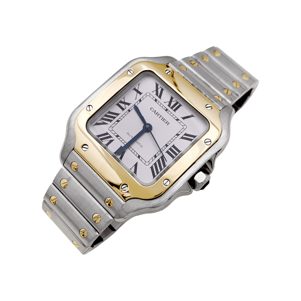 Montre Cartier, "Santos", acier et or.  5