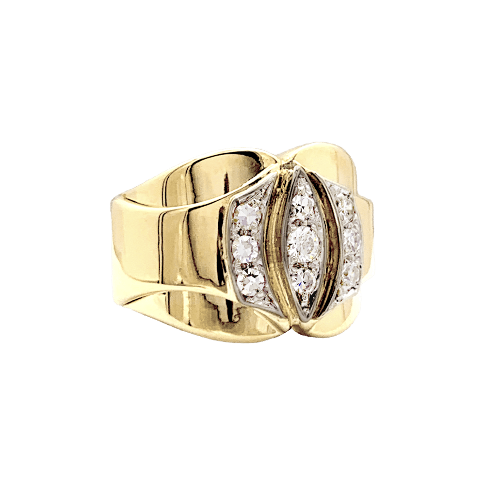 Bague vintage, deux tons d'or et diamants.  2