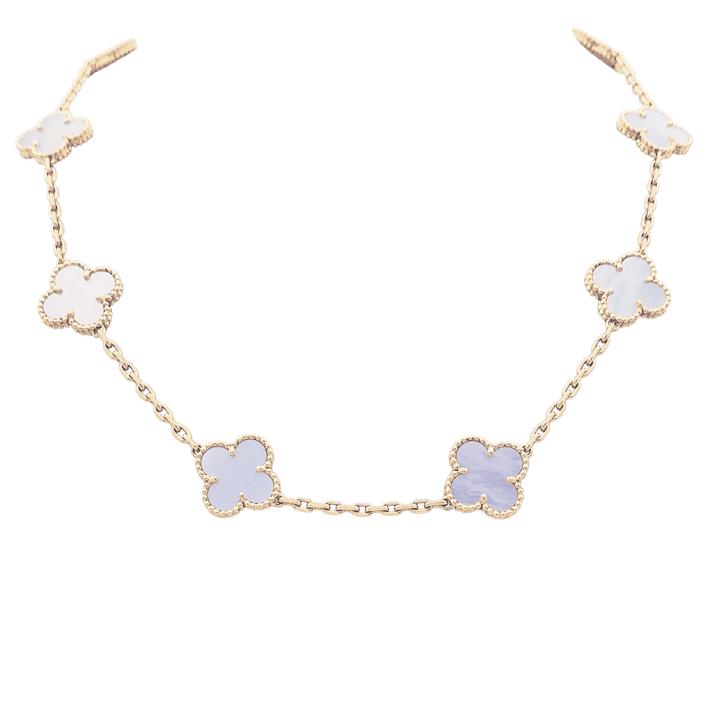 Collier Van Cleef & Arpels, "Vintage Alhambra", or jaune et nacre.  1