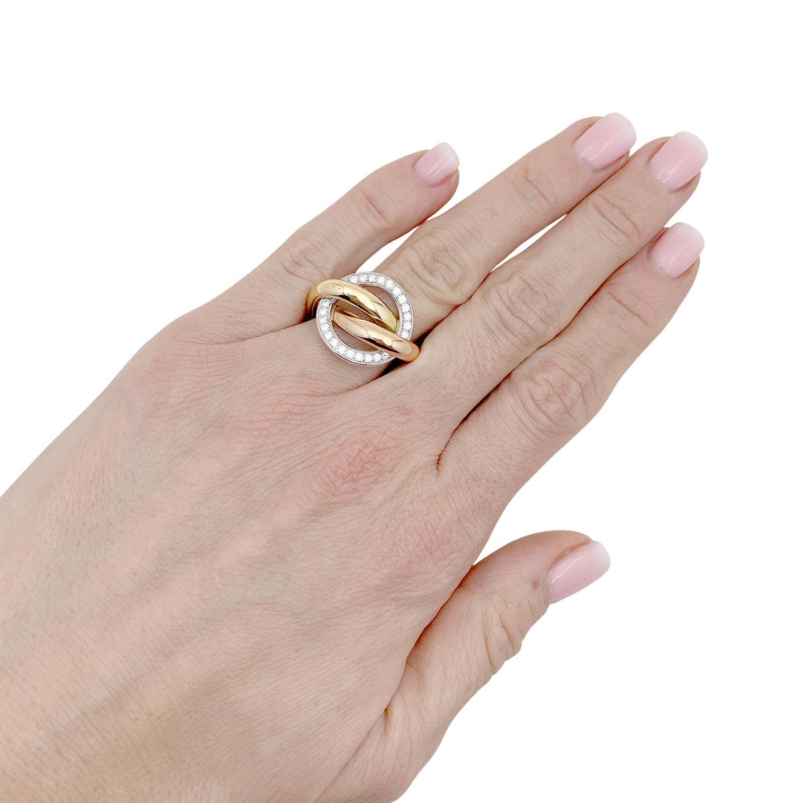 Bague Cartier "Trinity Crash" trois ors, diamants. 2