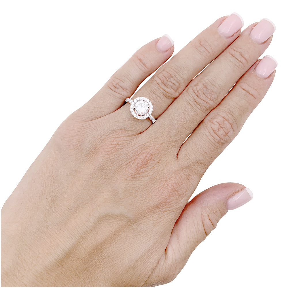 Bague diamant 1,26 ct à entourage, or blanc. 4