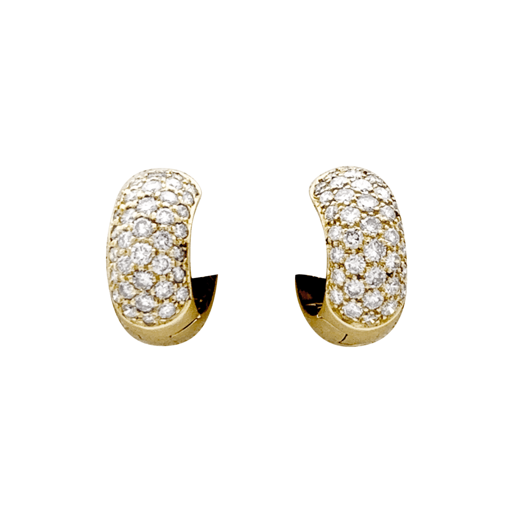 Paire de créoles or jaune, diamants.  1