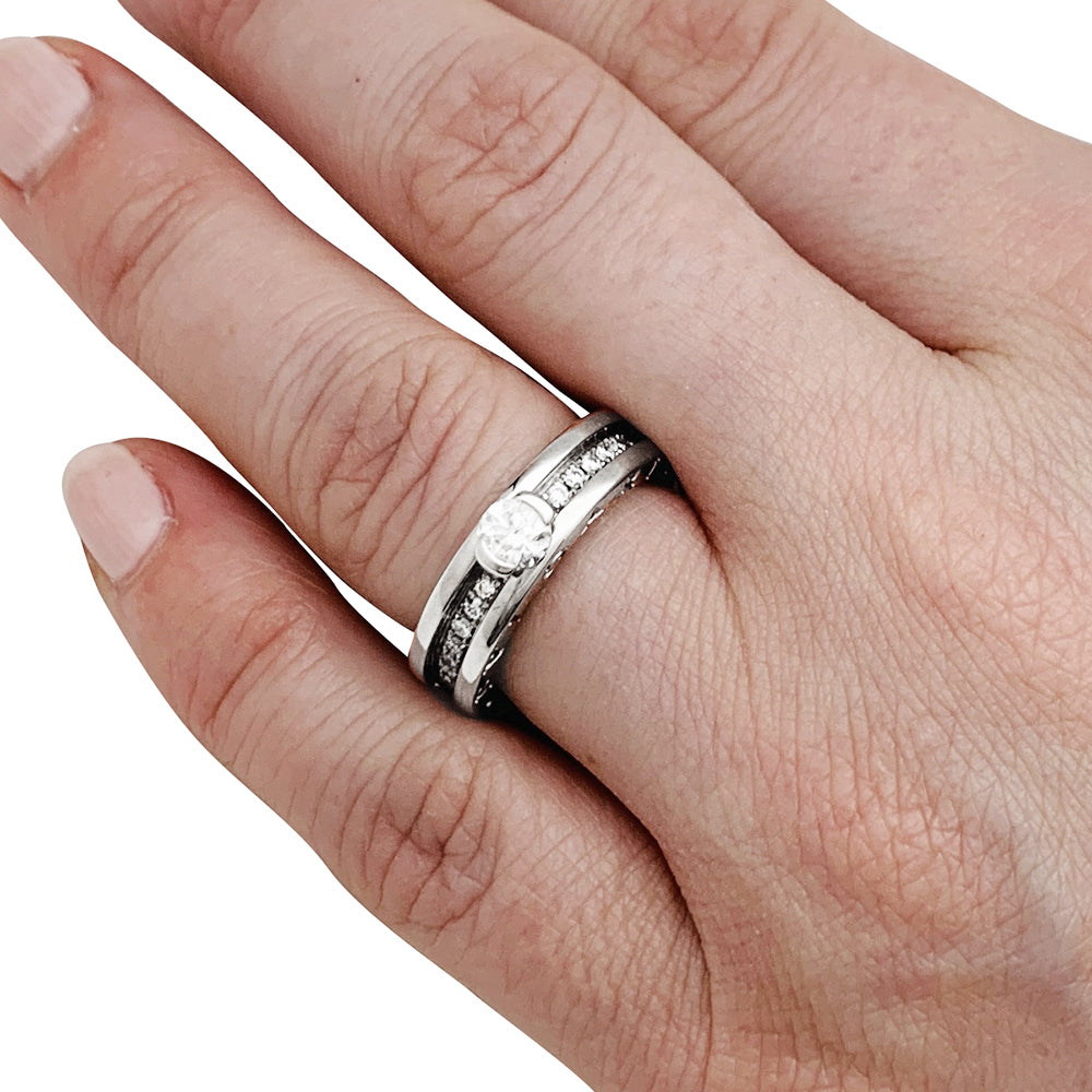 Bague Bulgari, "B.Zero1", or blanc et diamant central 7