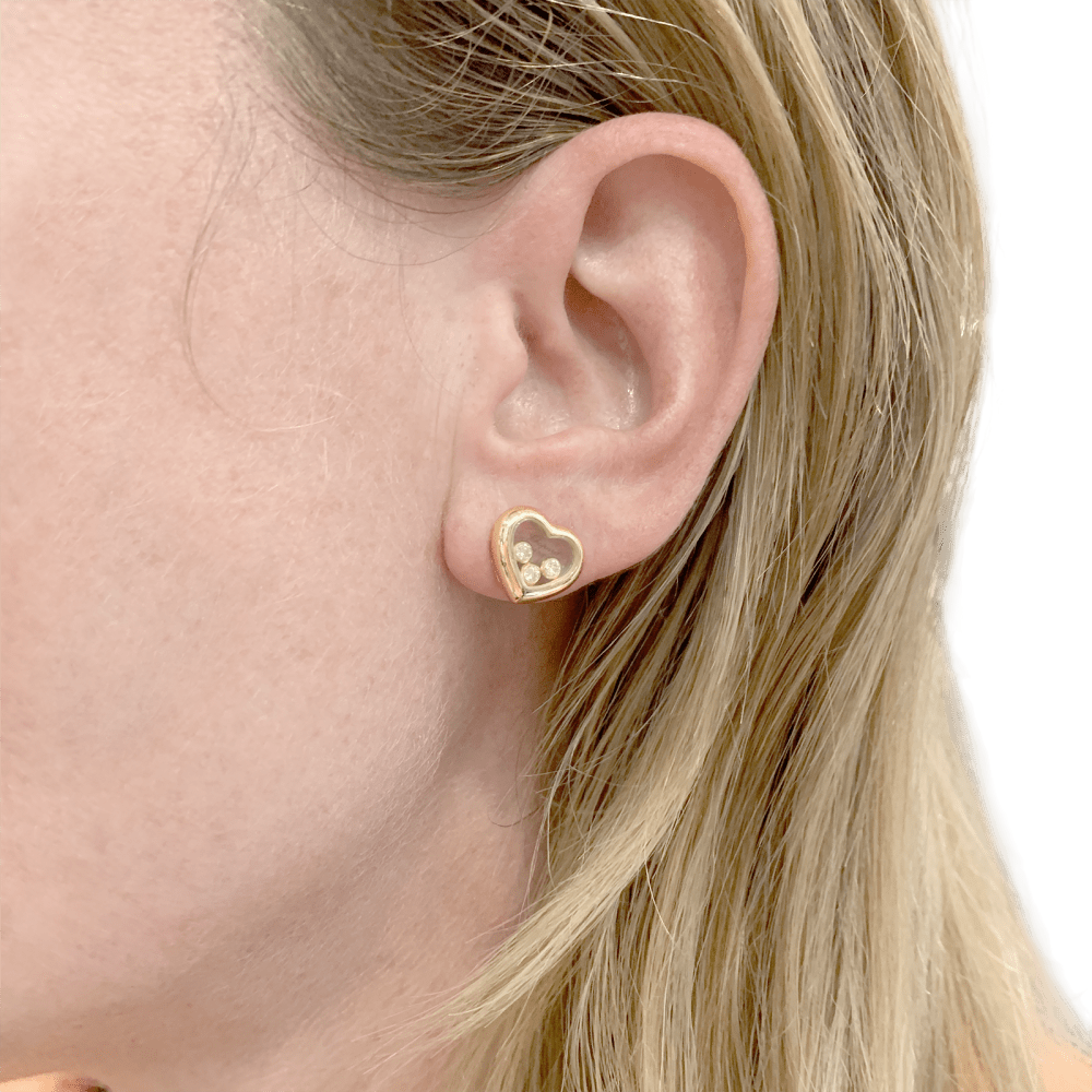 Boucles d'oreilles CHOPARD, "Happy Diamonds", or jaune, diamants.  4